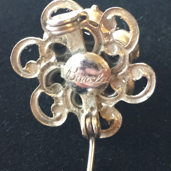 Vintage Barcela Grey & Silver Brooch, Clover Hair Clip & Natural Stone Amulet - Picture 6 of 9